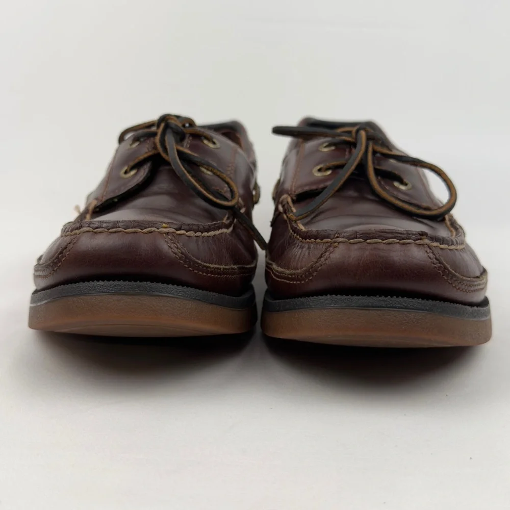 Brown Leather Boat Shoes Classic Moc Toe Sz 10.5M Sperry Top-Sider Coastal Prep